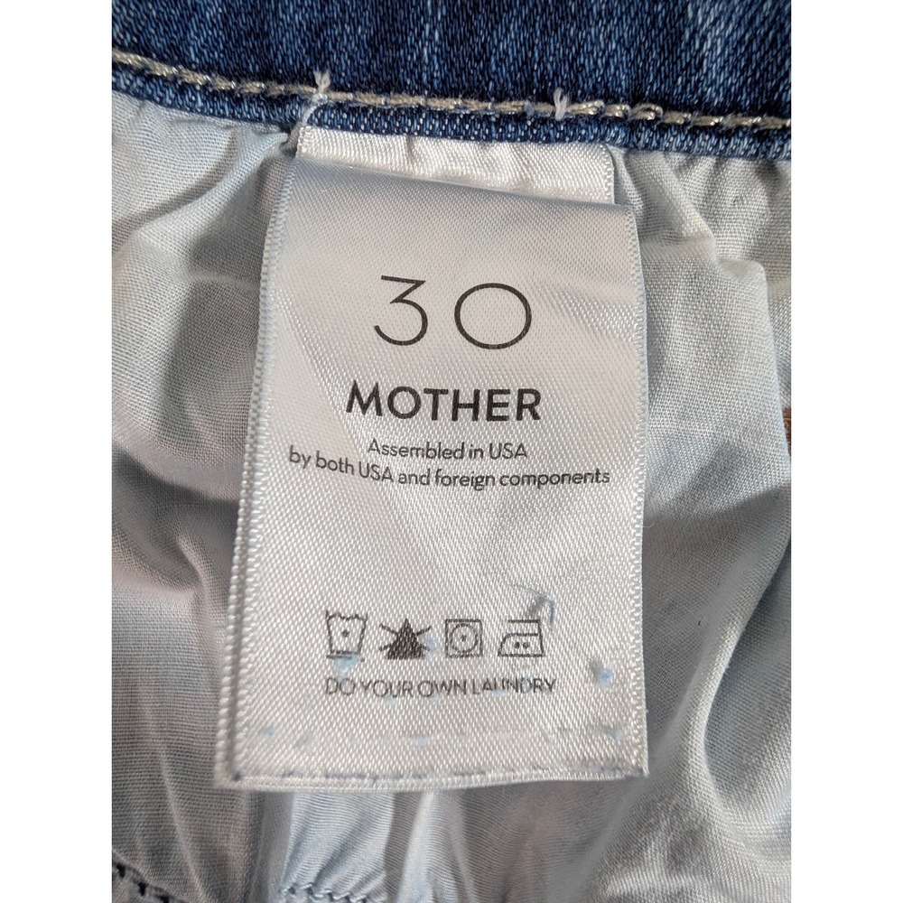 MOTHER Denim Shorts Womens 30 Blue Mid Rise Dazzler Ankle Fray Raw Hem Cutoff - Picture 5 of 8